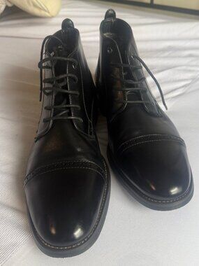 Bruno Marc Men's Classic Cap Toe Oxford Ankle Boots • Black • Size 10